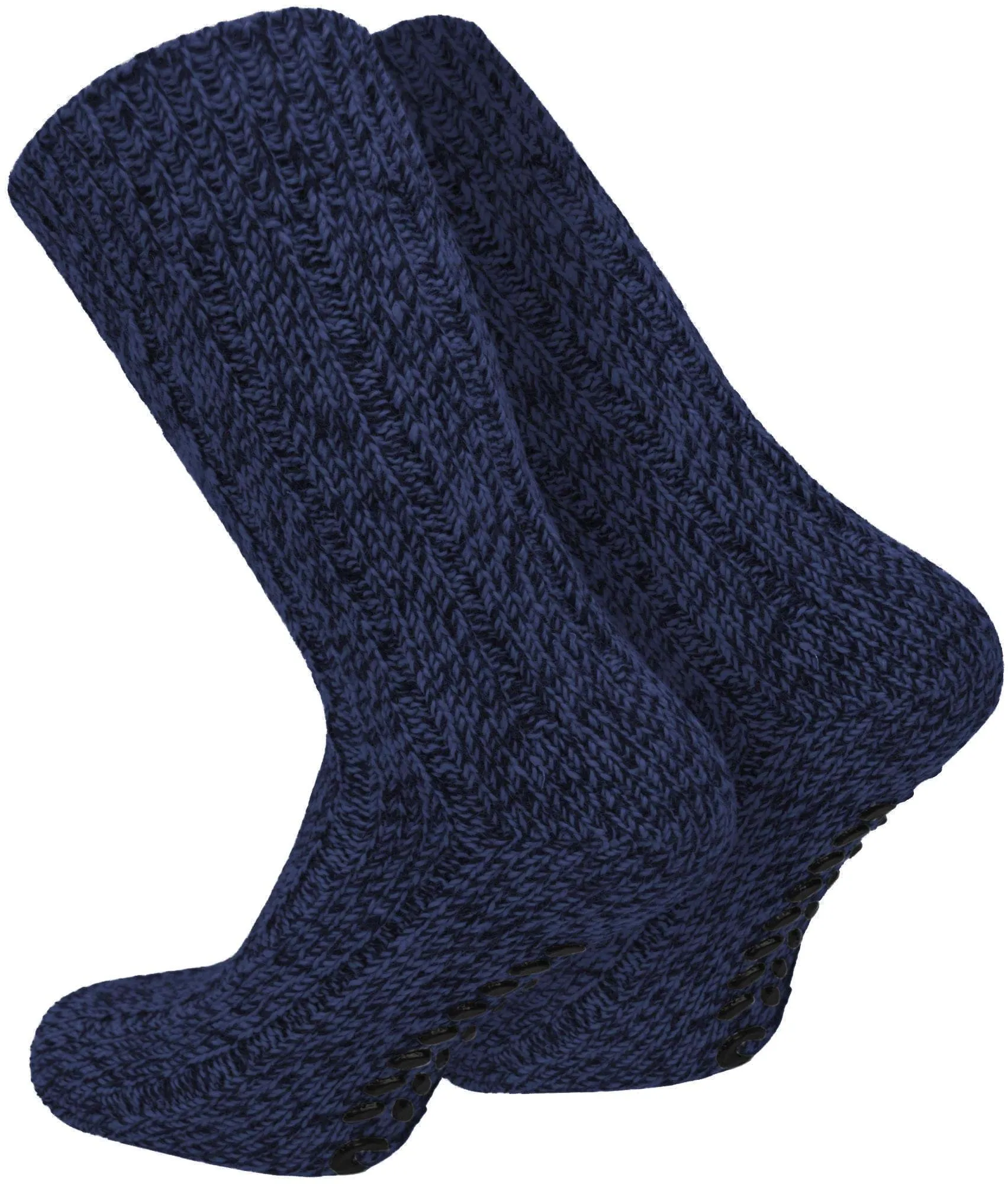 2 Paar Norweger-ABS-Socken mit Schafwolle Blaumelange