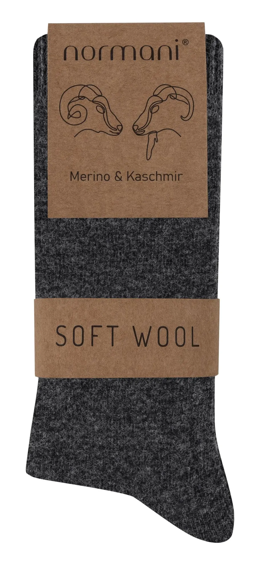 3 Socken aus Cashmere und Merinowolle mit Komfortbund Anthrazit
