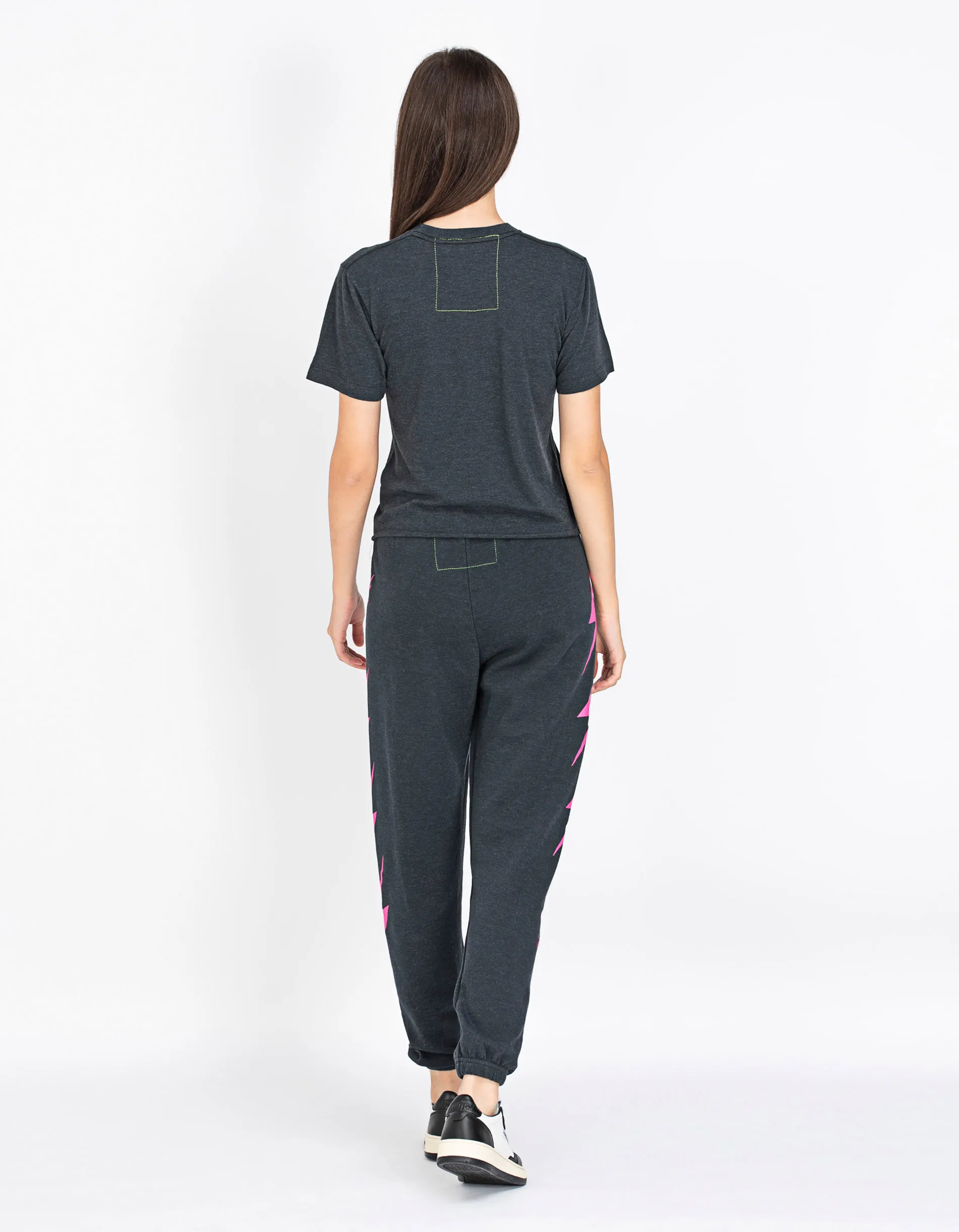AVIATOR NATION Bolt 4 Charcoal Neon Pink // Bedruckte Jogginghose
