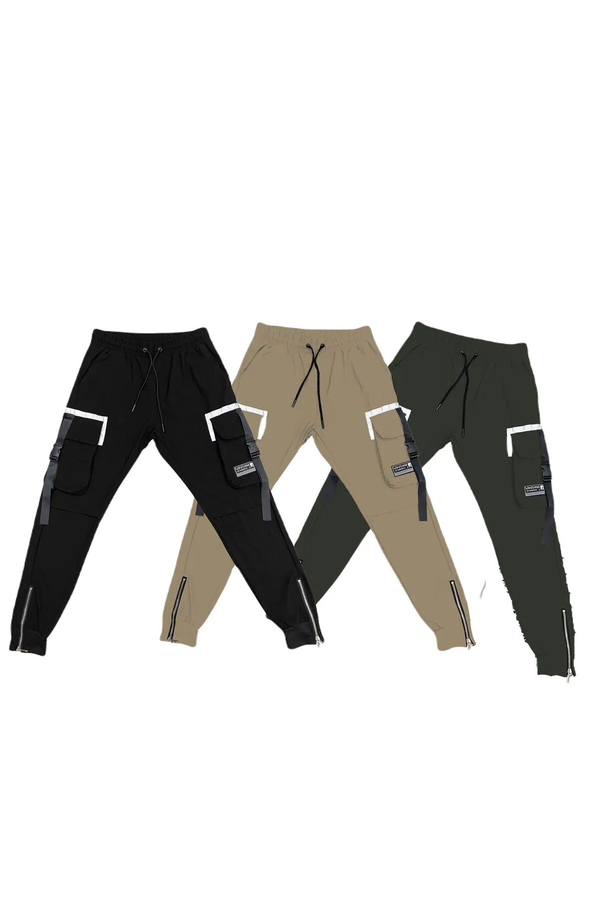 Einfarbige Herren-Jogginghose im Cargo-Stil