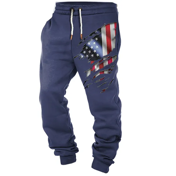 Jogginghose mit angesagtem Flaggen-Design und Kordelzug an der Taille für Männer