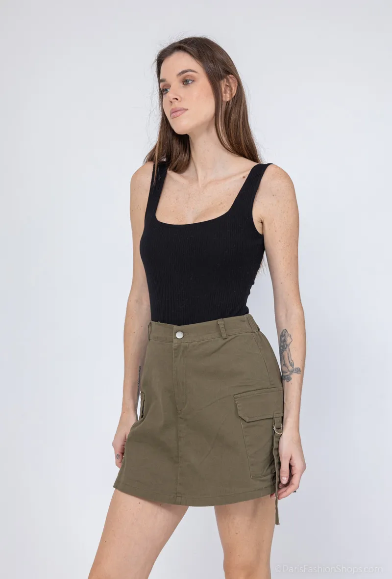 Kurzer Cargo-Jeansrock