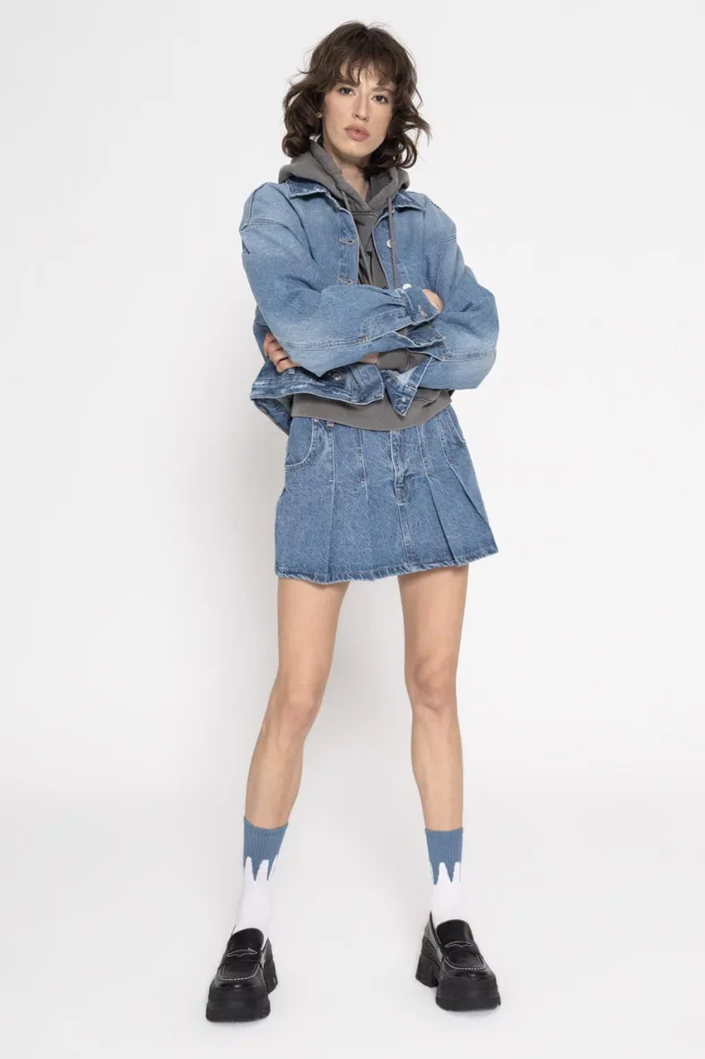 Plissierter Mini-Jeansrock - BSL