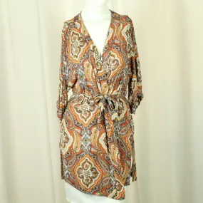 Second Hand Kimono Cardigan Gr. S/M orange mehrfarbig gemustert (*)