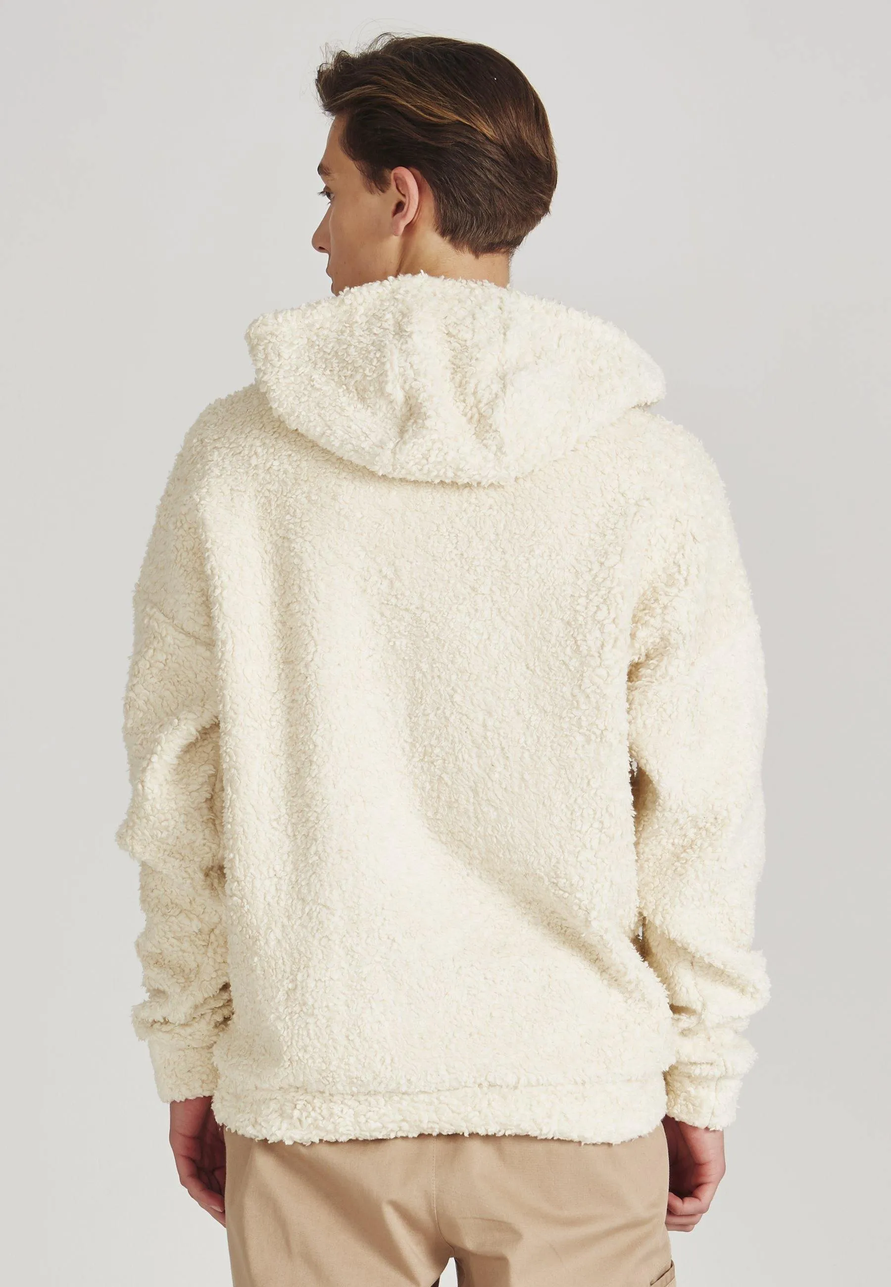 Teddyfell-Hoodie KENNETH aus Bio-Baumwolle - Off White